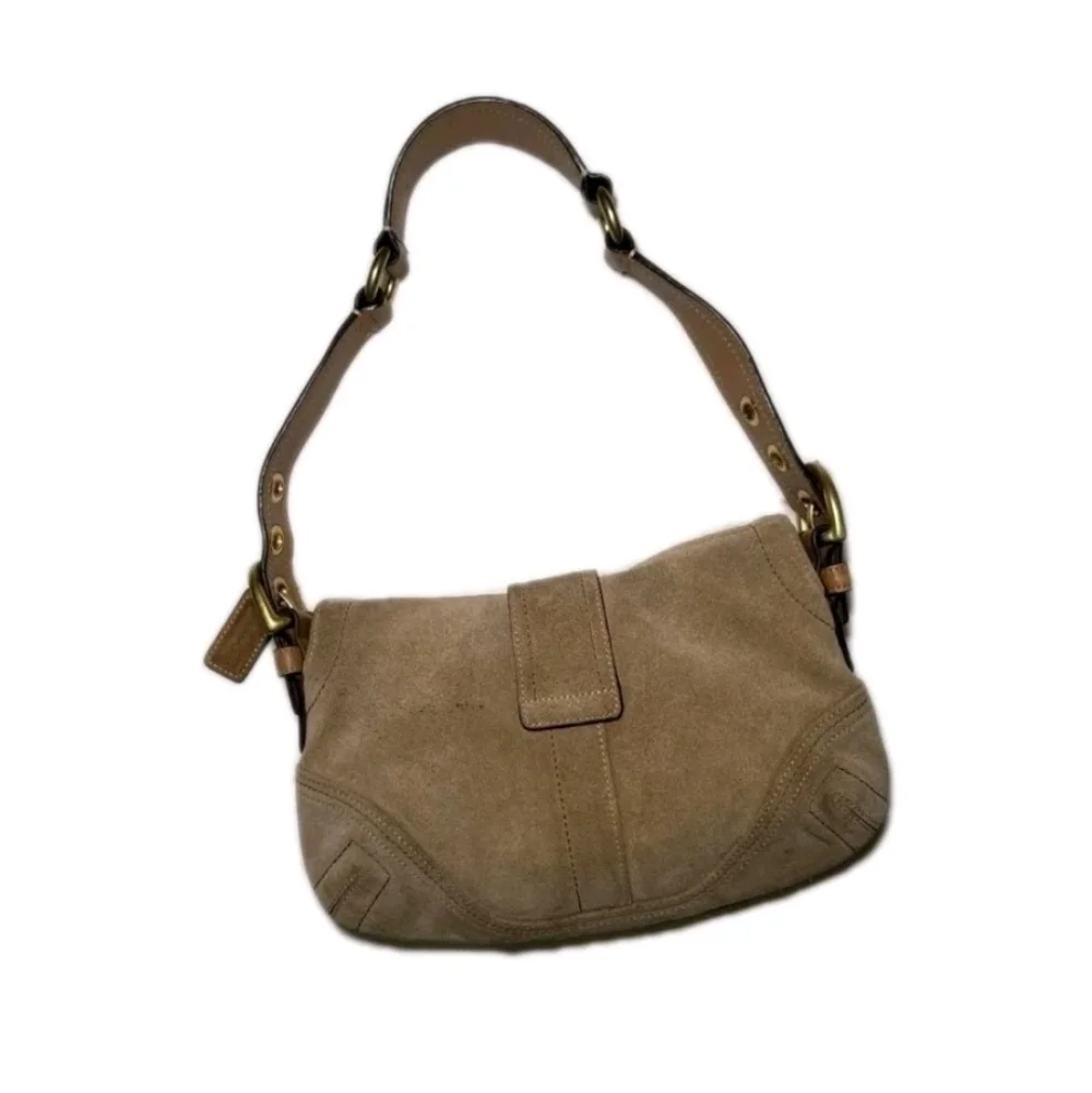 Vintage Coach Y2k Tan Suede Mini Soho Hobo Shoulder Bag #10189